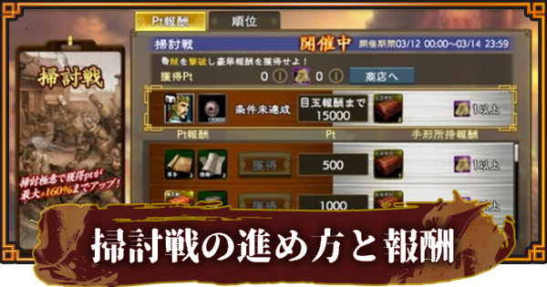 【三國志 覇道】掃討戦の進め方と報酬一覧