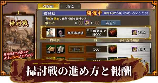 【三國志 覇道】掃討戦の進め方と報酬一覧
