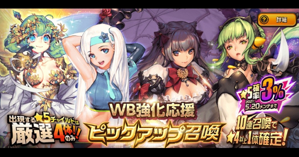 「WB強化応援PU召喚」ガチャシミュレーター