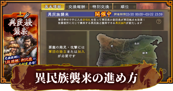 【三國志 覇道】異民族襲来の進め方とおすすめ報酬