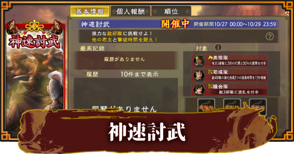 神速討武の報酬とおすすめ編制