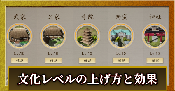 【信長の野望 天下への道】文化レベルの上げ方と効果【信長天下道】