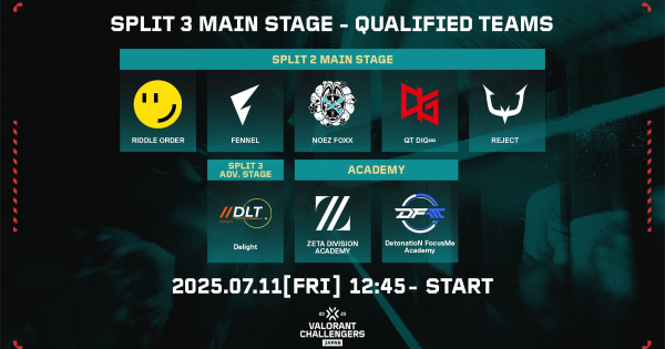 【VALORANT】VCJ 2025 Split 3 メインステージ出場チームが決定【ヴァロラント】