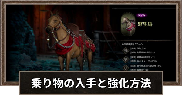 乗り物の入手方法と強化方法