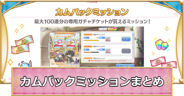 【プリコネR】カムバックミッションの条件と報酬まとめ【プリンセスコネクト】