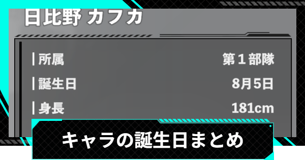 【怪獣8号ゲーム】キャラの誕生日まとめ【怪獣8G】
