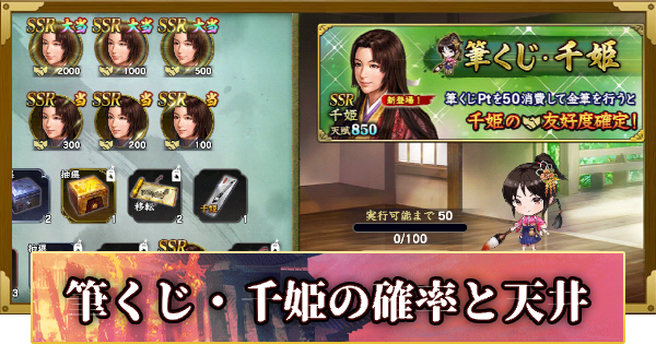 【信長の野望 覇道】筆くじ・千姫の確率と天井