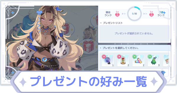 プレゼントの好み一覧