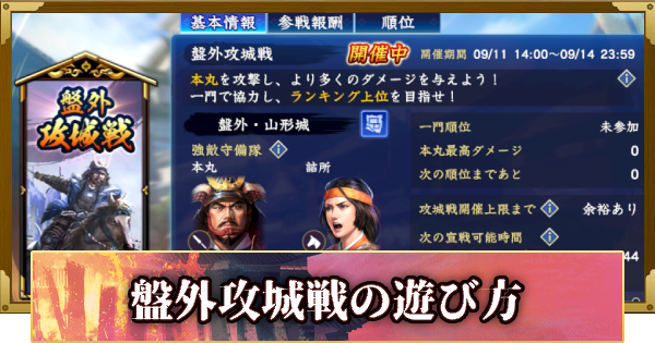 【信長の野望 覇道】盤外攻城戦の遊び方(S12)4年目・冬