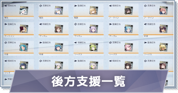 後方支援一覧