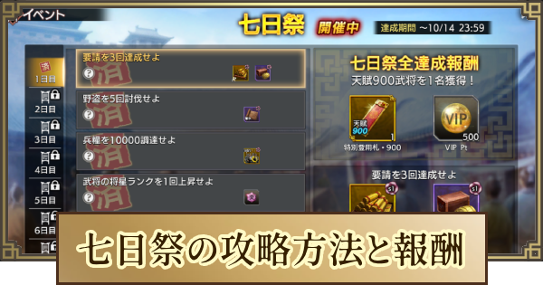 七日祭の攻略方法と報酬一覧