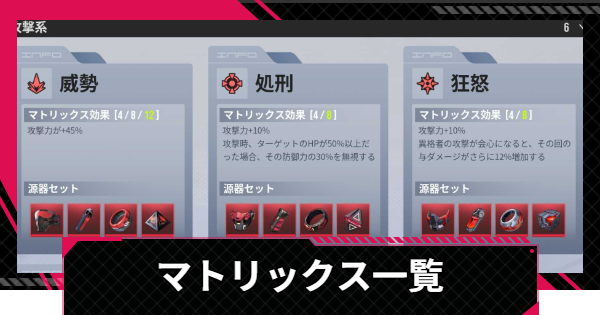 マトリックス一覧