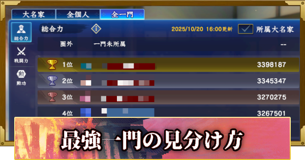 【信長の野望 覇道】最強一門の見分け方