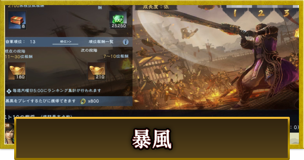 【真・三國無双 覇】暴風の攻略とおすすめキャラ
