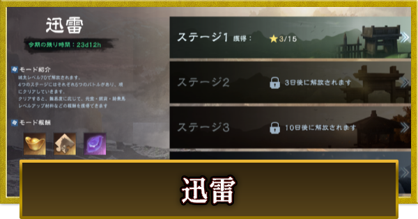 迅雷の攻略と報酬