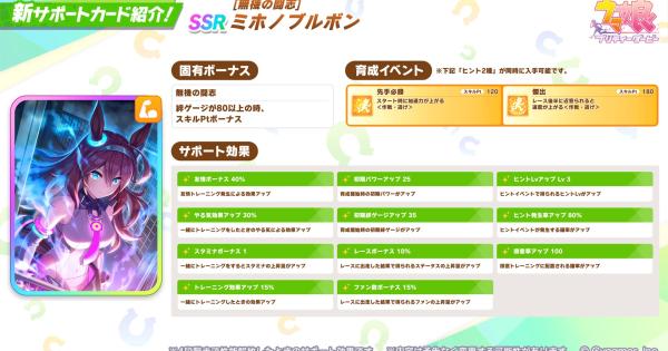 【ウマ娘】ミホノブルボン(SSRパワー)の評価とイベント
