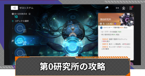 【カオゼロ】第0研究所の攻略とイベント一覧【カオスゼロナイトメア】