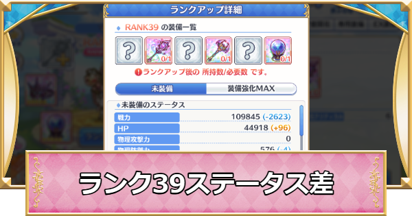 【プリコネR】ランク39のステータス比較表【プリンセスコネクト】
