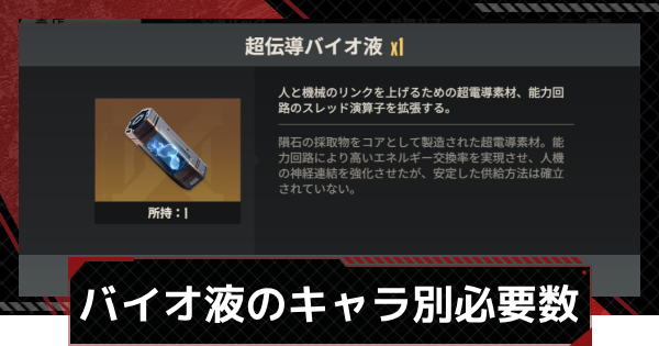 【鋼嵐-メカラシ】バイオ液のキャラ別おすすめ必要数