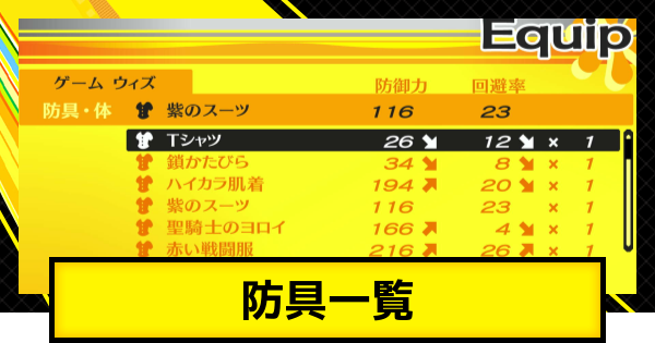 【ペルソナ4ゴールデン】防具一覧【P4G】