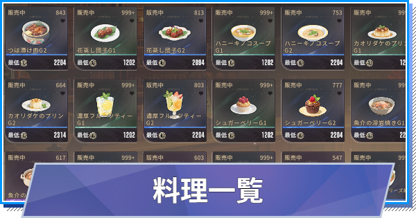 【スタレゾ】料理一覧【ブループロトコル：スターレゾナンス】