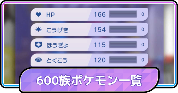 【ポケモンチャンピオンズ】600族のポケモン一覧