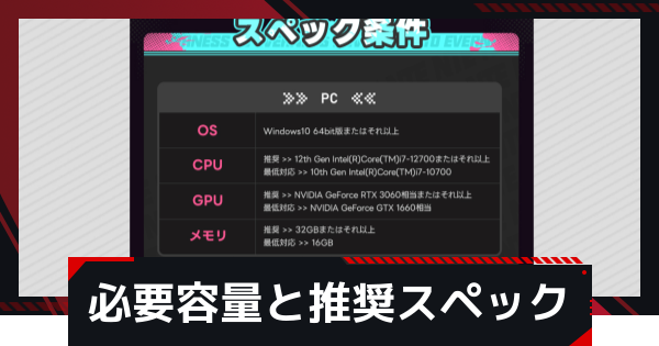 必要容量と推奨スペック
