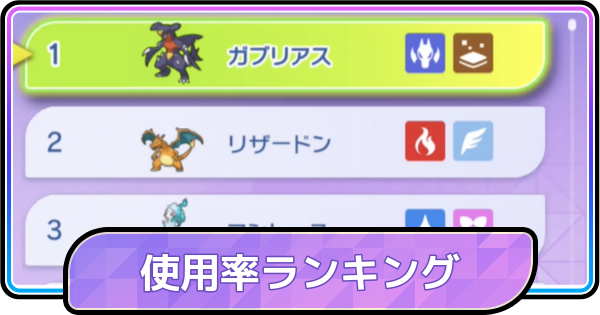 【ポケモンチャンピオンズ】使用率ランキング