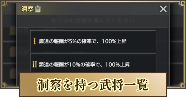 【キングダム 覇道】洞察を持つ武将一覧と使うメリット