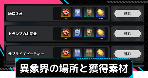 異象界の場所と入手できるアイテム