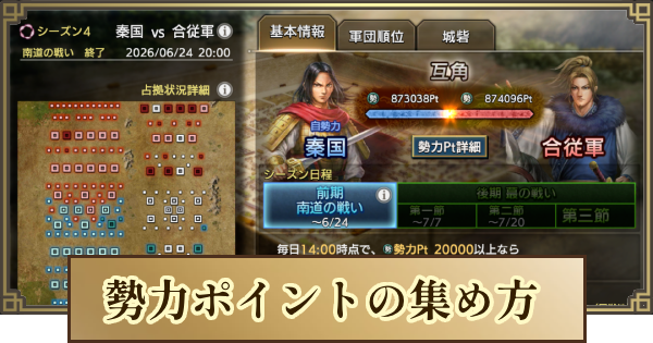 【キングダム 覇道】勢力ポイントの集め方とコツ