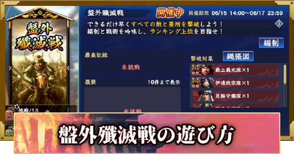 【信長の野望 覇道】盤外殲滅戦の遊び方(S15)5年目・冬