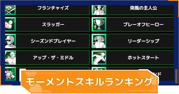 【MLB RIVALS】最強モーメントスキルランキング