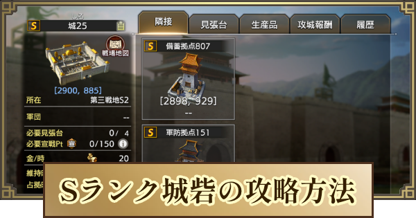 【キングダム 覇道】S城とS砦の攻略方法