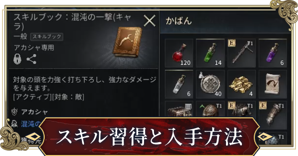 スキル習得のやり方とスキルブックの入手方法