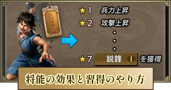 【キングダム 覇道】将能の効果と習得のやり方