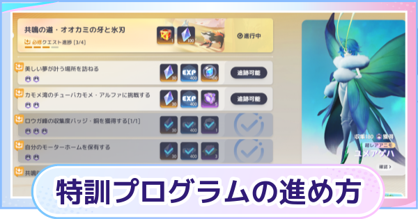 【アニモ】特訓プログラムの進め方と報酬
