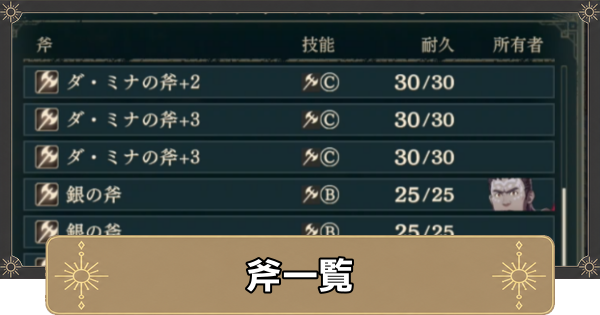 【万紫千紅】斧一覧【ファイアーエムブレム万紫千紅】