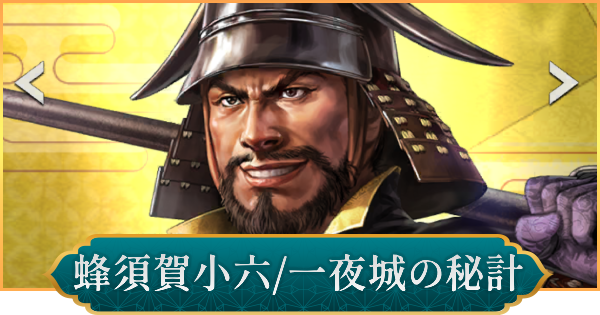 【信長の野望 出陣】蜂須賀小六(一夜城の秘計)の評価と性能