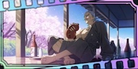 縁側の花見酒