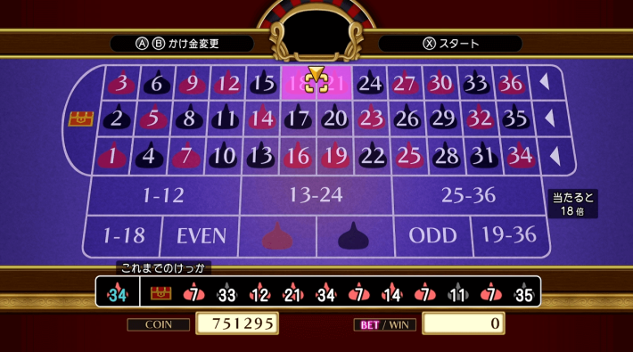 玉が入る場所を予想して賭けるミニゲーム