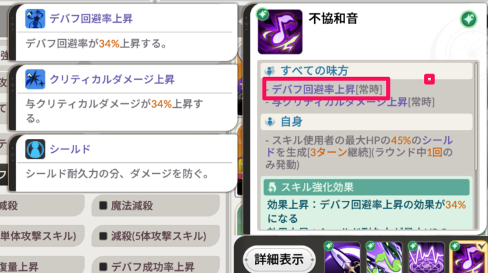 セナリバのデバフ回避率