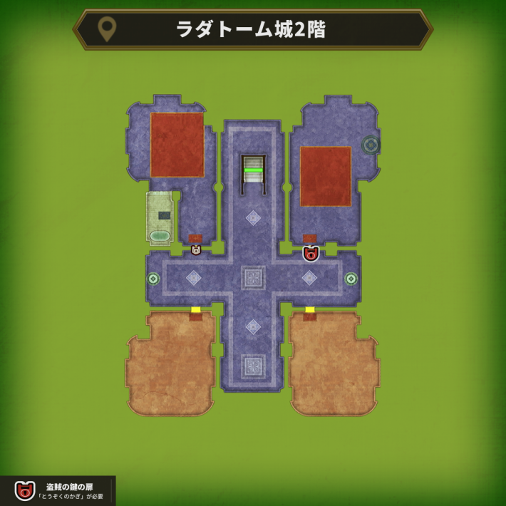 ドラクエ1リメイクのラダトーム城 - 2階盗賊の鍵マップ