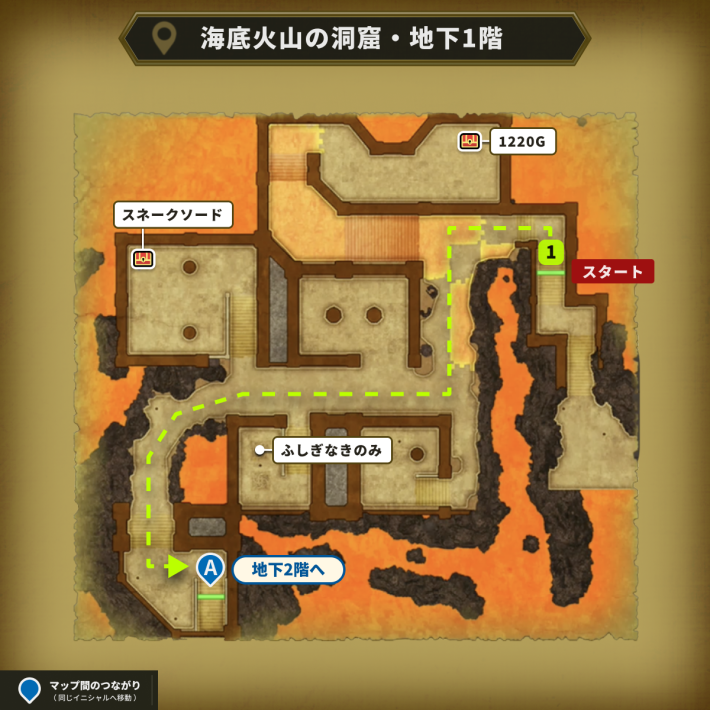 南西にある階段から地下2階へ