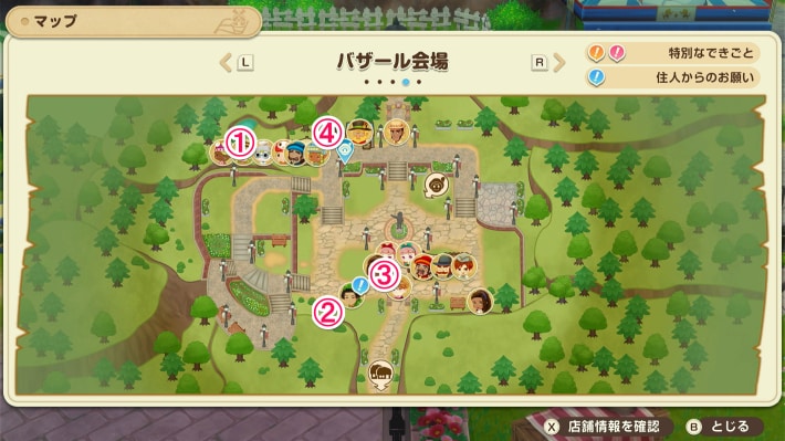 牧場物語 風のグランドバザールの村のバザールで誘致できる店