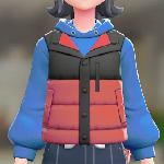 ポケモンZAのダウンベスト＆パーカーセット(バイカラーレッド/ブルー)