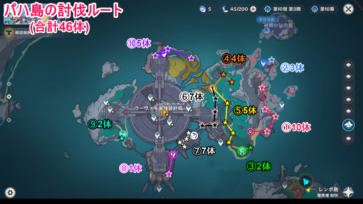 原神のパハ島の周回ルート