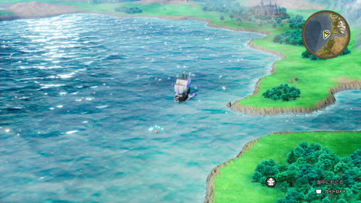 ドラクエ2リメイクのローレシア 南西 海の上 キラキラ