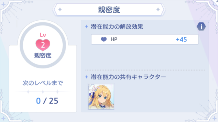 所持しているキャラの親密度を上げる