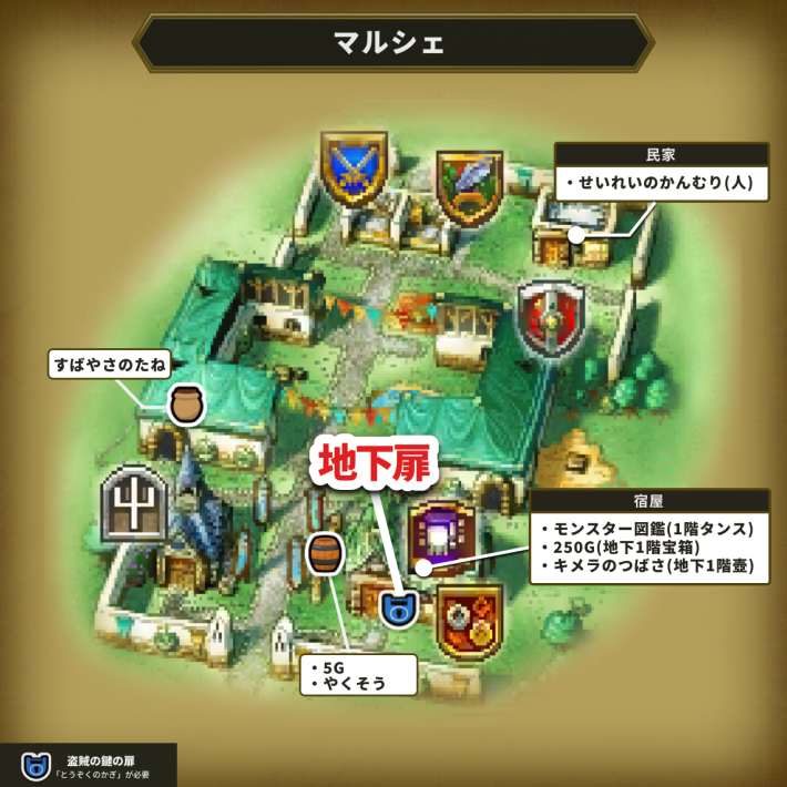 ドラクエ6のマルシェ上の小さなメダルマップ